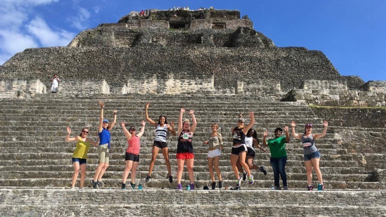 Vet intern jump shoot at Mayan Ruins